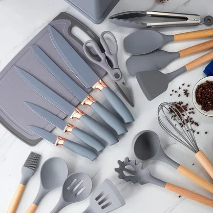 Kit Complet d'Ustensiles de Cuisine en Silicone (19 Pièces)