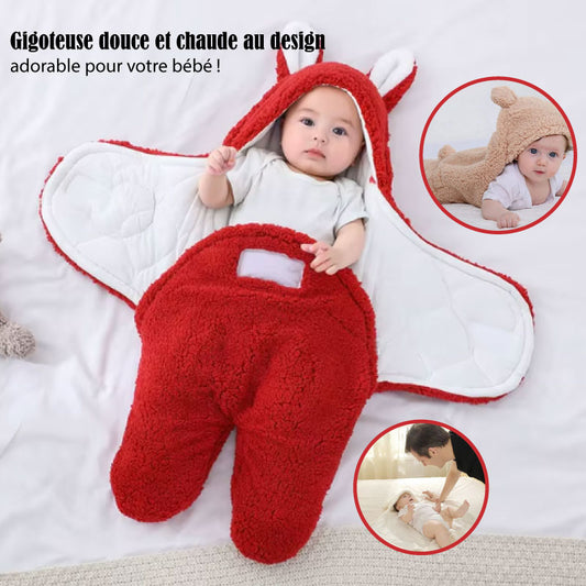 Couverture de sommeil pour bébé avec capuche et oreilles adorables pour l’hiver