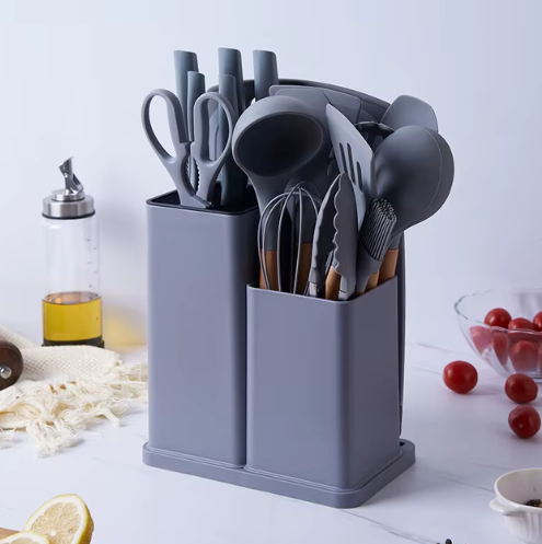 Kit Complet d'Ustensiles de Cuisine en Silicone (19 Pièces)