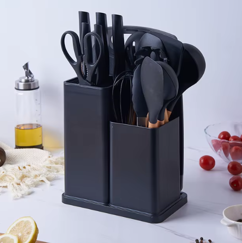 Kit Complet d'Ustensiles de Cuisine en Silicone (19 Pièces)